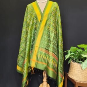 Silk-cotton Ikat Dupatta from Telengana – (SCDT0030)