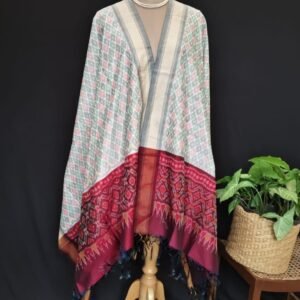 Silk-cotton Ikat Dupatta from Telengana – (SCDT0015)