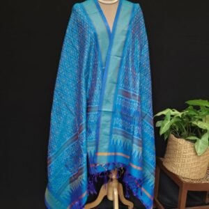 Silk-cotton Ikat Dupatta from Telengana – (SCDT0031)
