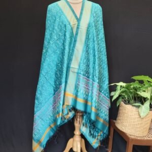 Silk-cotton Ikat Dupatta from Telengana – (SCDT0032)