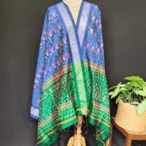 Silk-cotton Ikat Dupatta from Telengana – (SCDT0018)