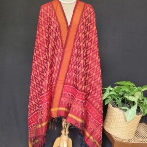 Silk-cotton Ikat Dupatta from Telengana – (SCDT0019)