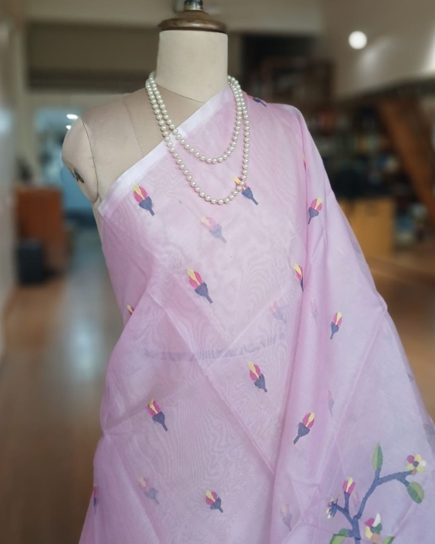 Handweave Jamdani Silk Saree – (SJMS1186) - Image 2