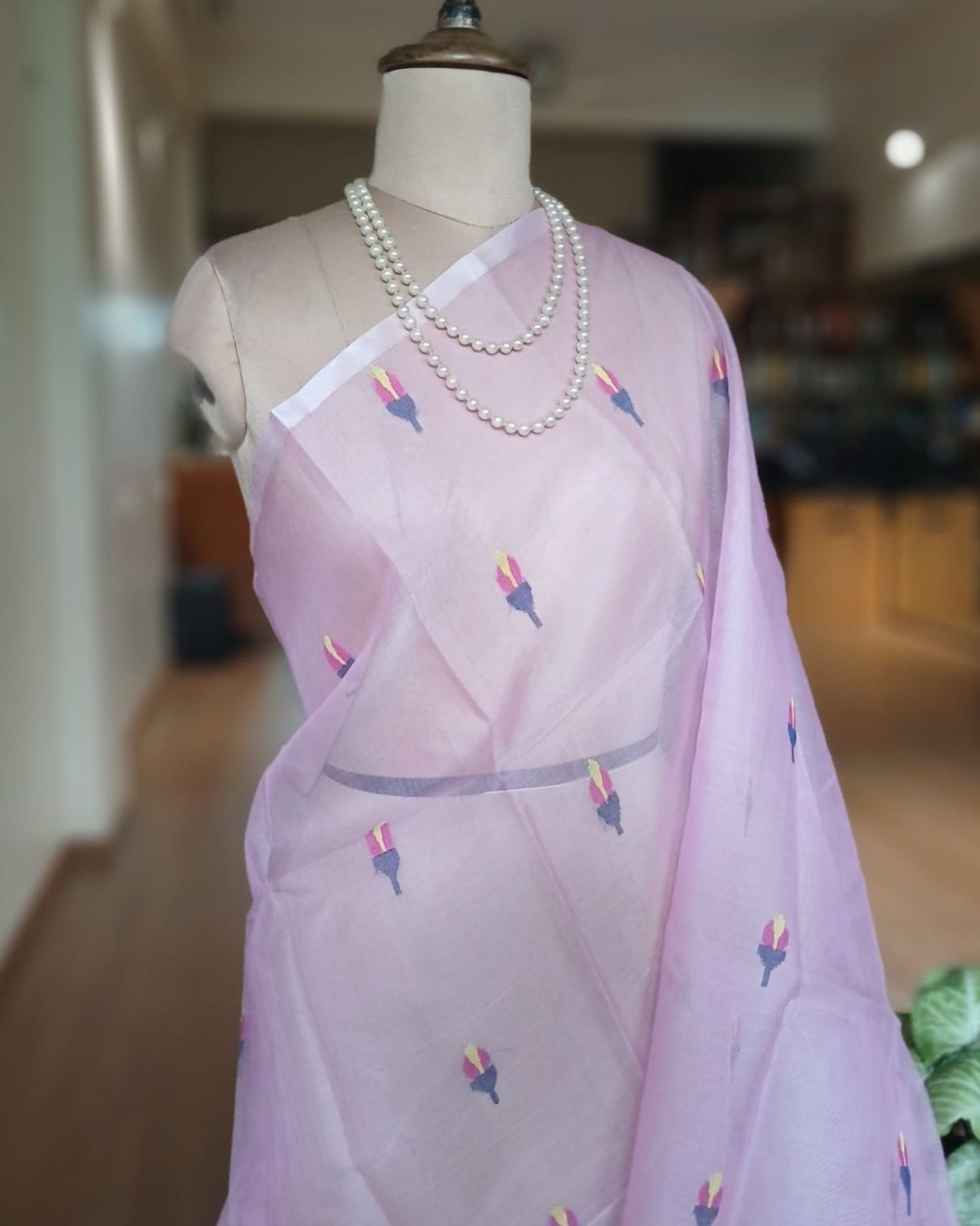Handweave Jamdani Silk Saree – (SJMS1186) - Image 6