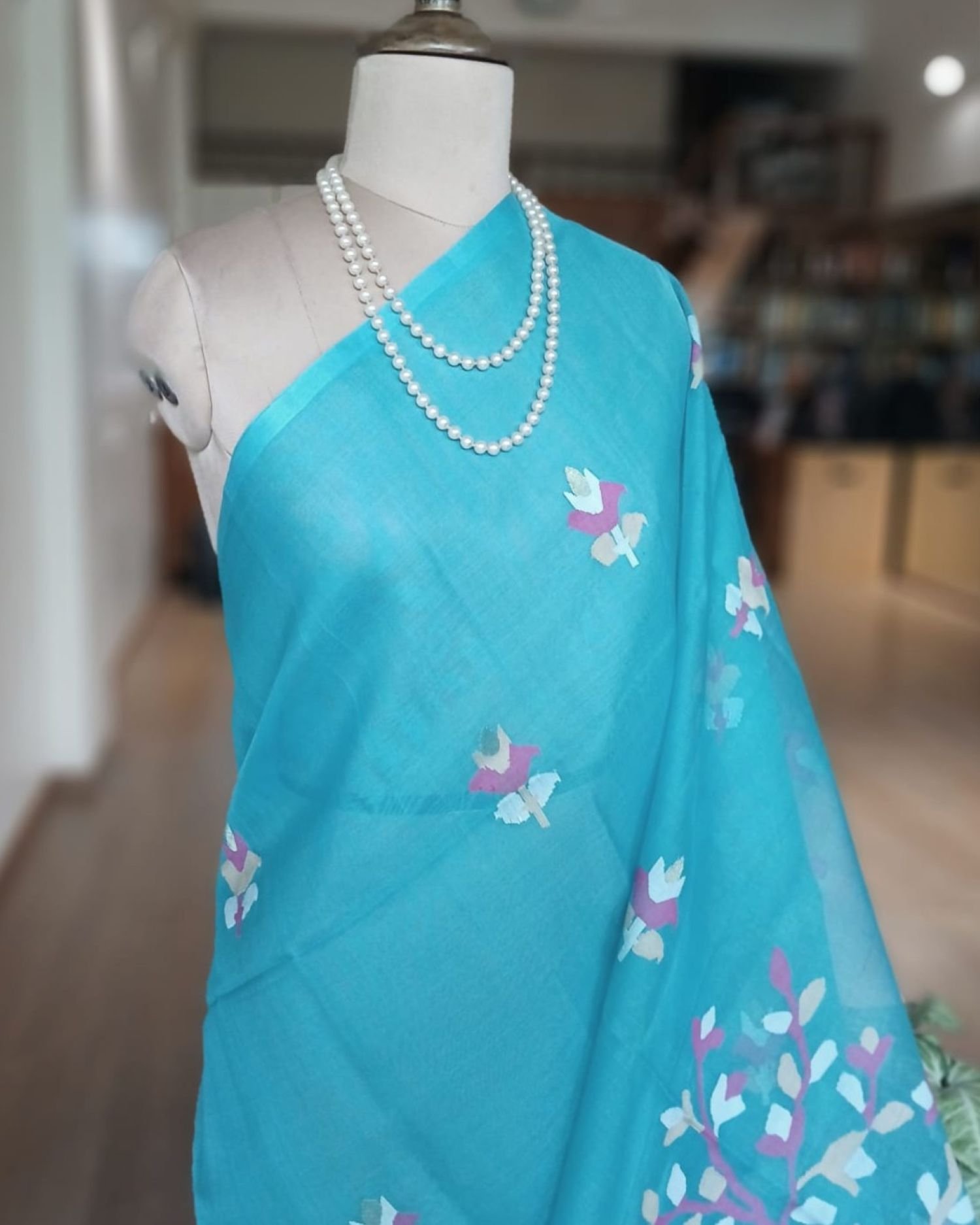 Handweave Jamdani Silk Saree – (SJMS1183) - Image 2