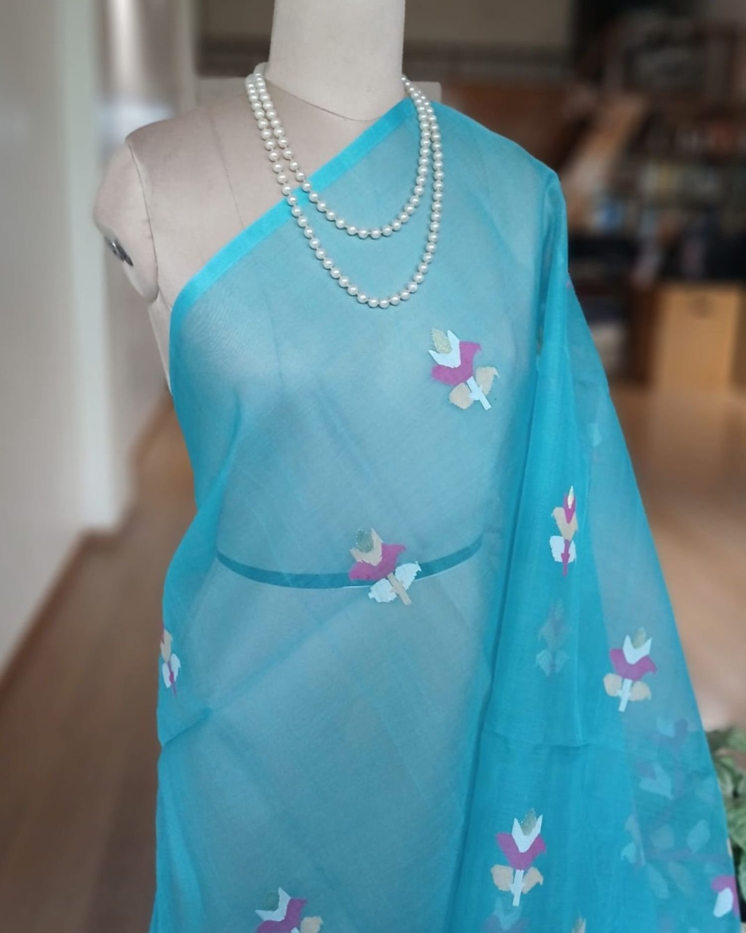 Handweave Jamdani Silk Saree – (SJMS1183) - Image 4