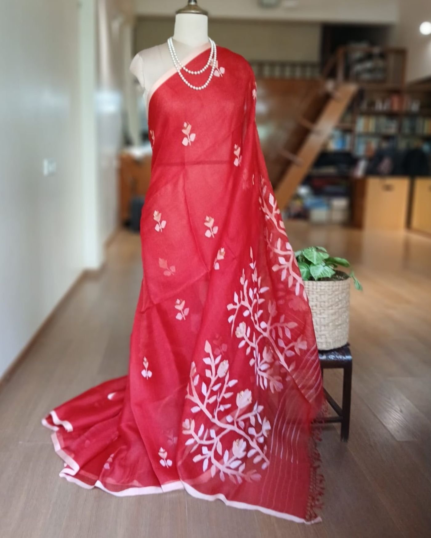 Handweave Jamdani Silk Saree – (SJMS1184)
