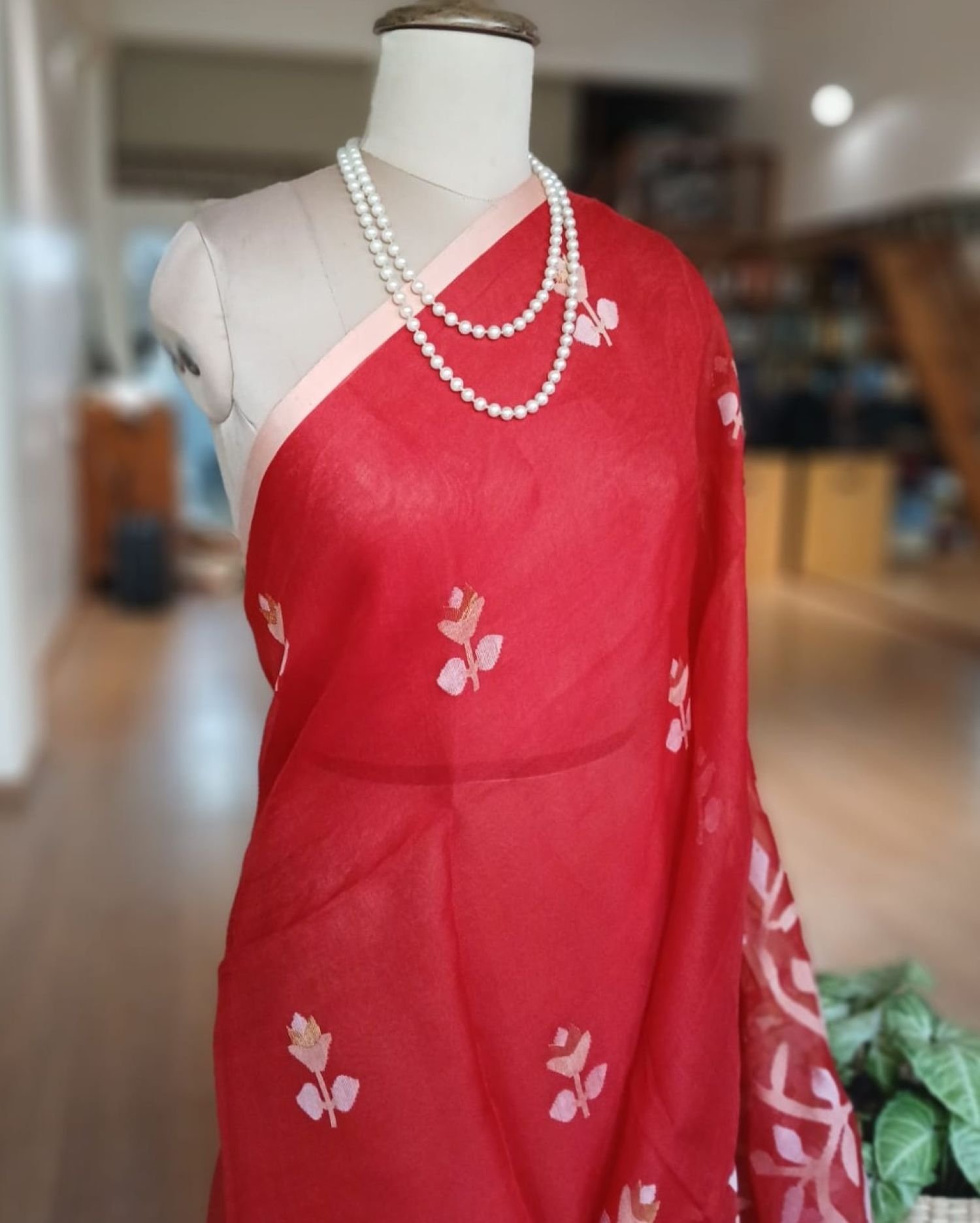 Handweave Jamdani Silk Saree – (SJMS1184) - Image 2