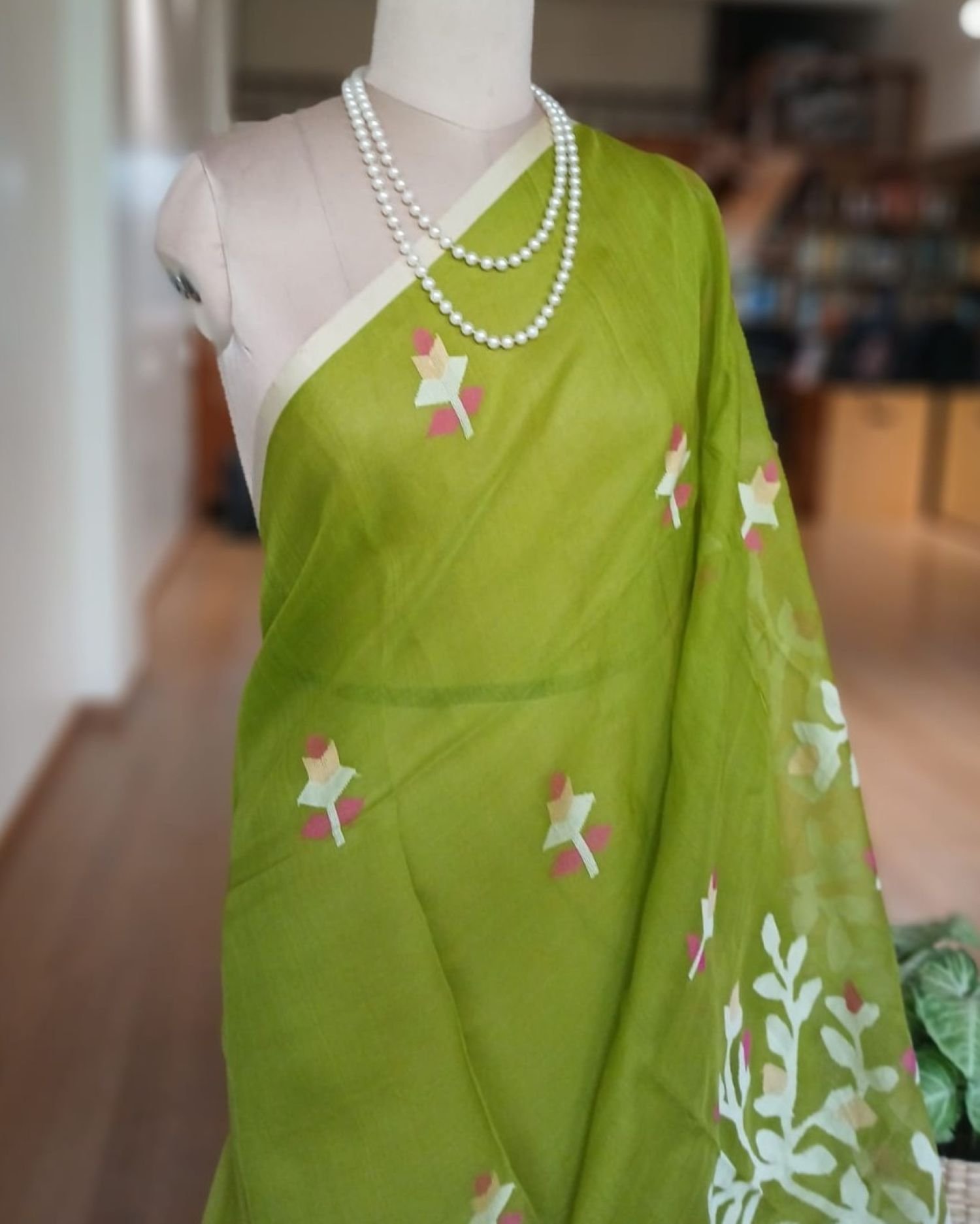 Handweave Jamdani Silk Saree – (SJMS1185) - Image 2