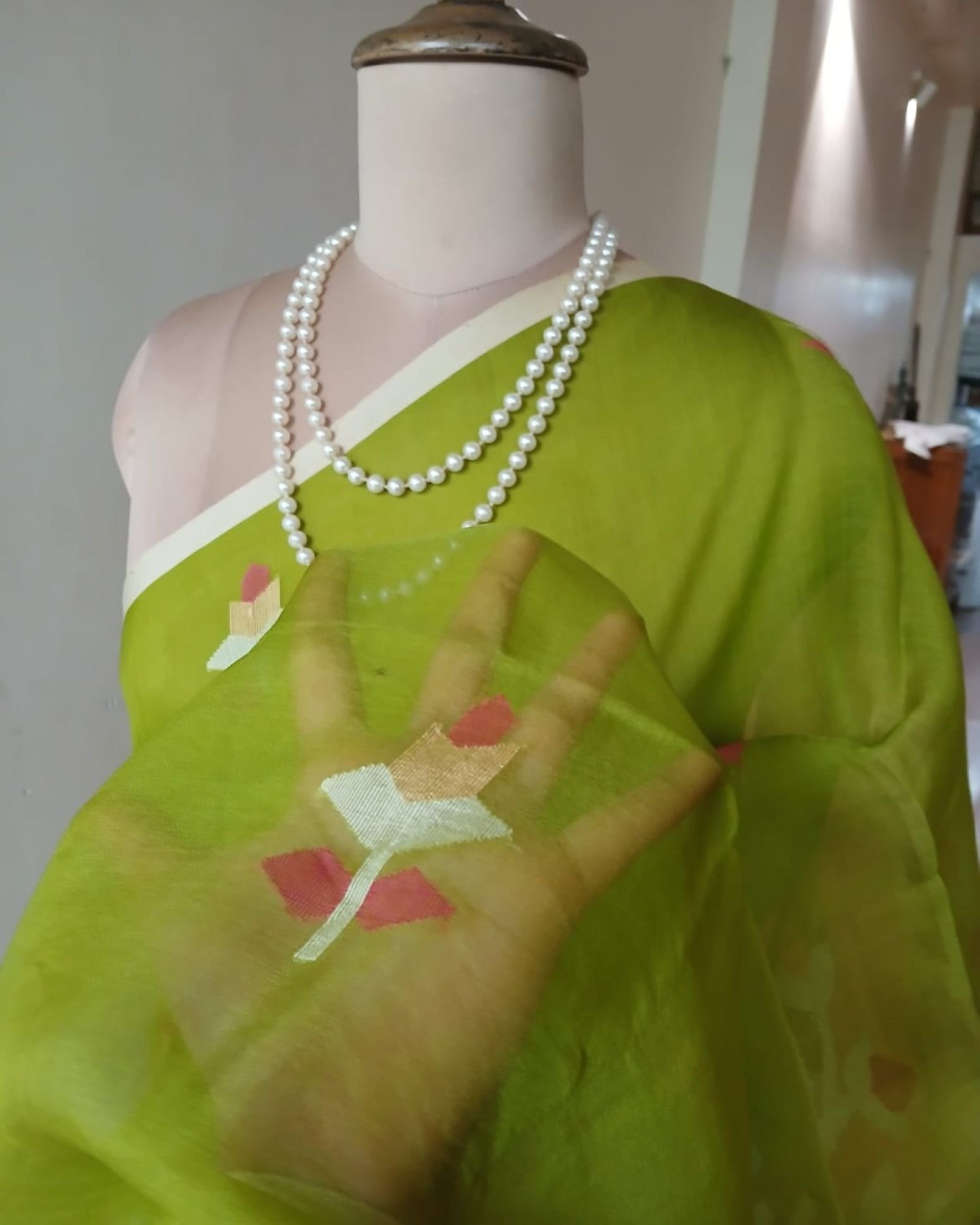 Handweave Jamdani Silk Saree – (SJMS1185) - Image 3