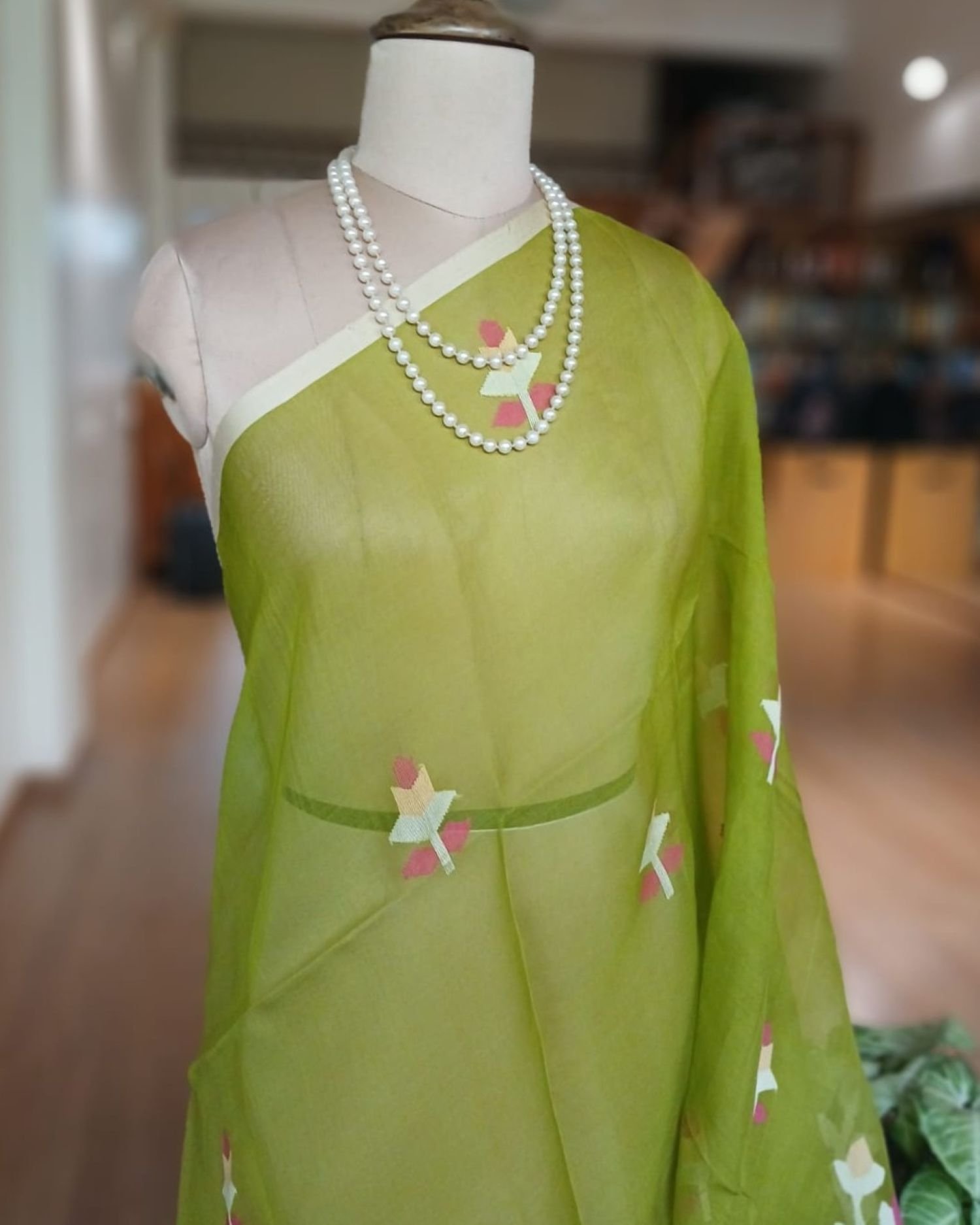Handweave Jamdani Silk Saree – (SJMS1185) - Image 4