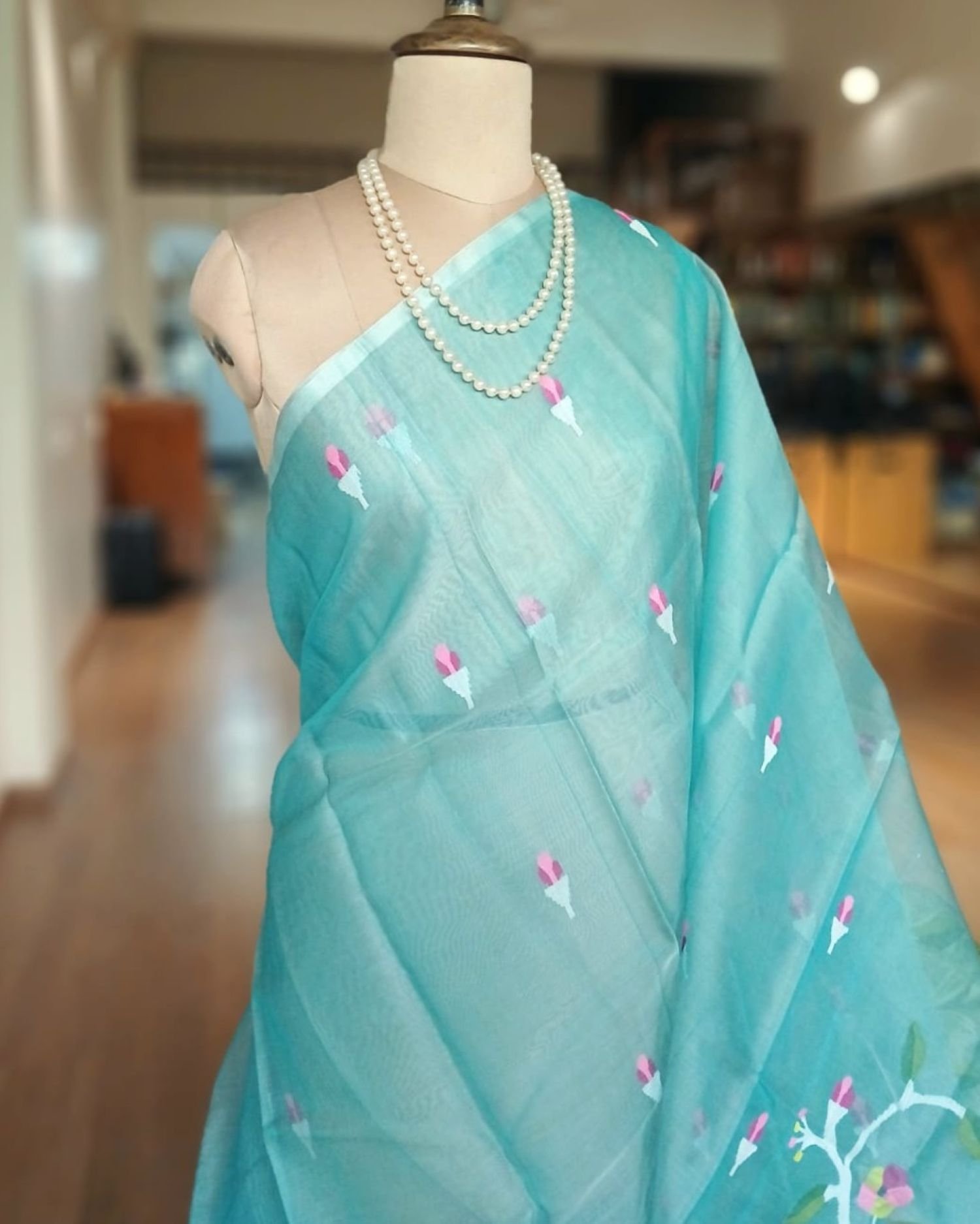 Handweave Jamdani Silk Saree – (SJMS1188) - Image 2