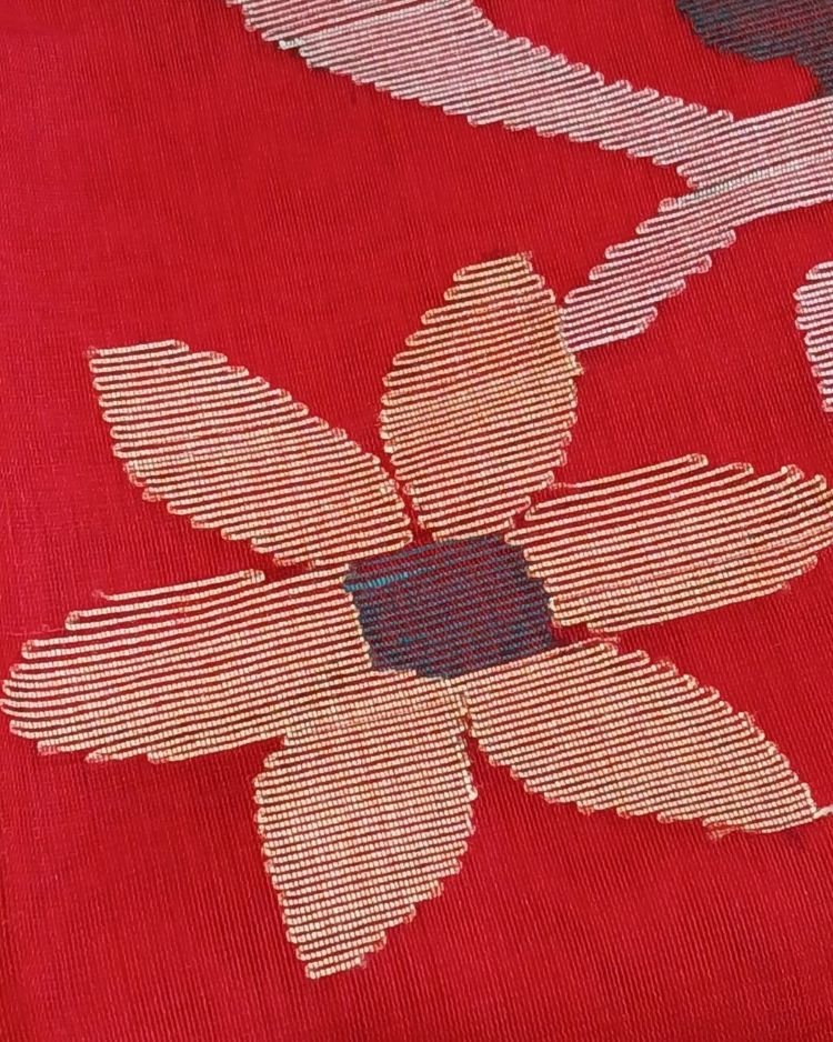 Hand Jamdani in Mulberry Silk with Floral Motifs – (SJMS1155) - Image 7