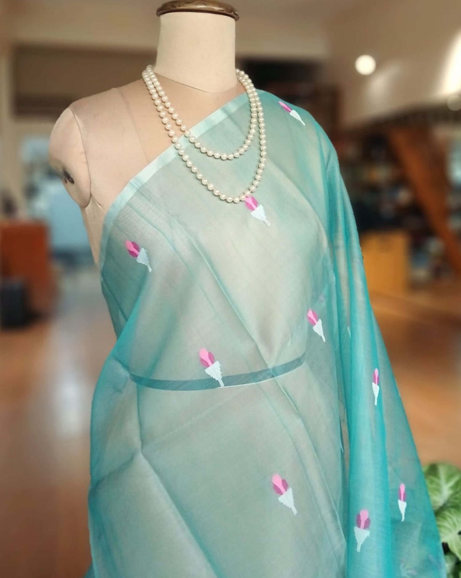 Handweave Jamdani Silk Saree – (SJMS1188) - Image 4