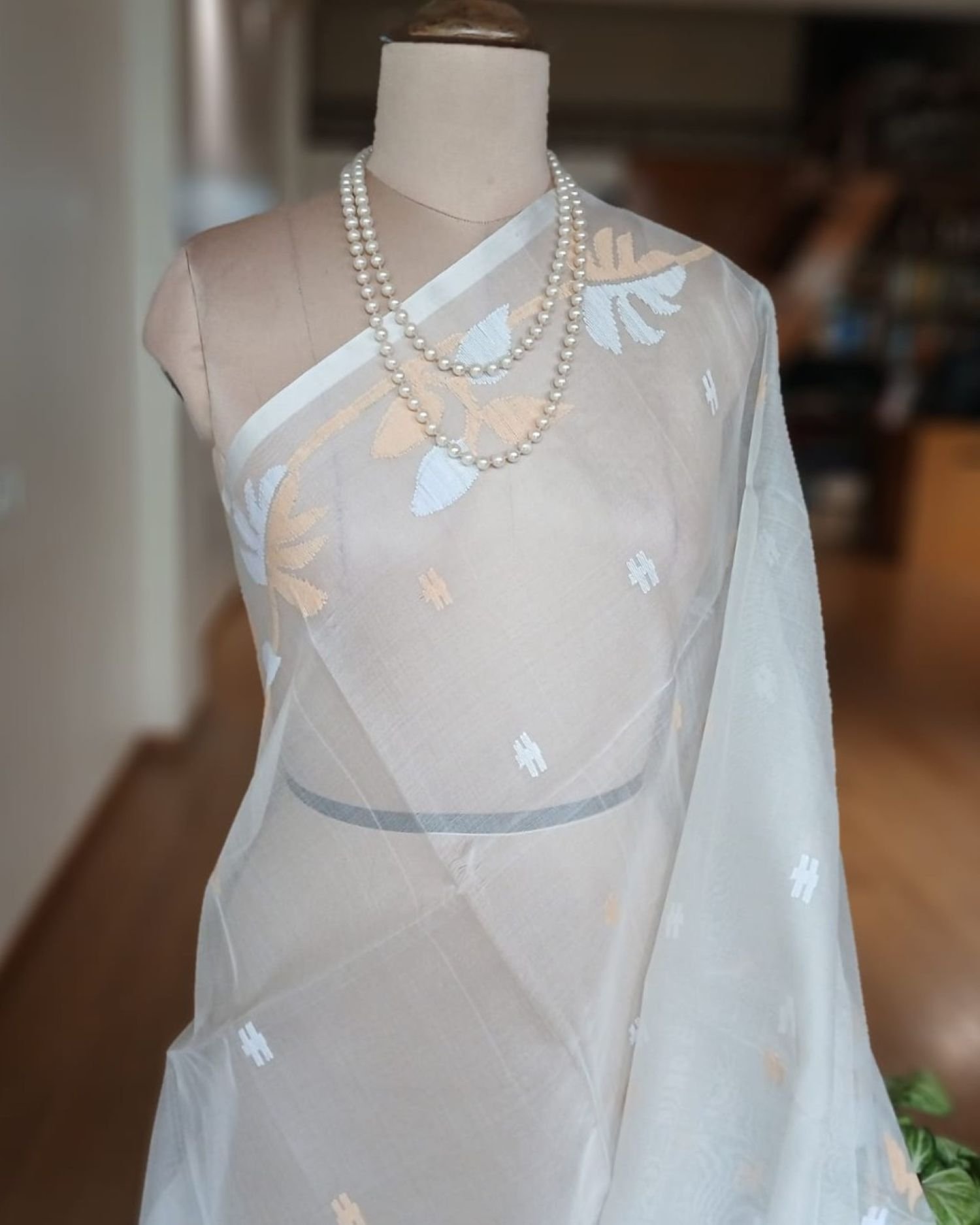Handweave Jamdani Silk Saree – (SJMS1176) - Image 4
