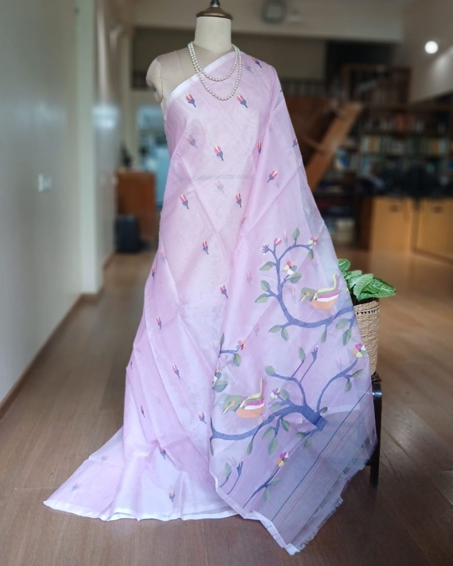 Handweave Jamdani Silk Saree – (SJMS1189)