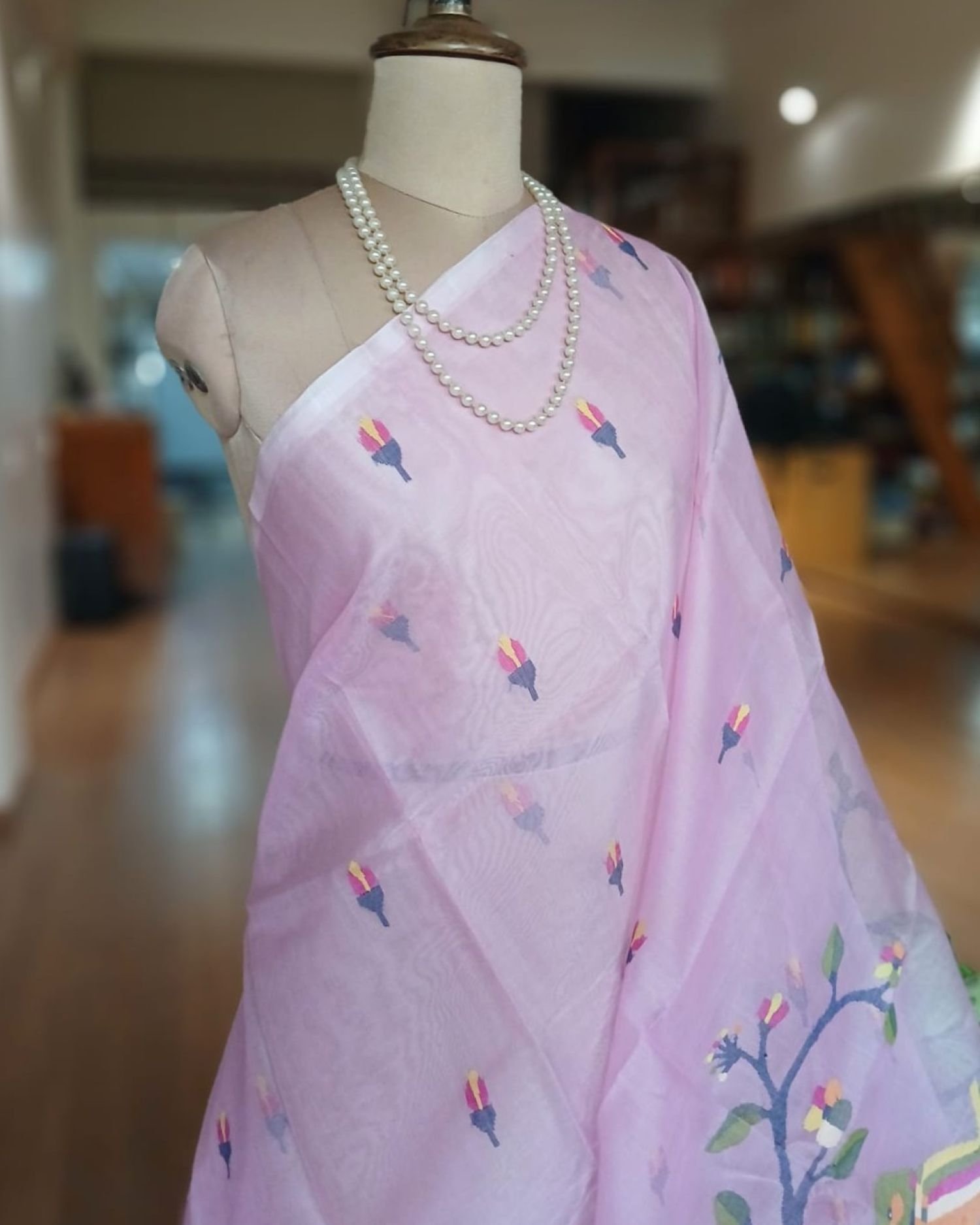 Handweave Jamdani Silk Saree – (SJMS1189) - Image 2
