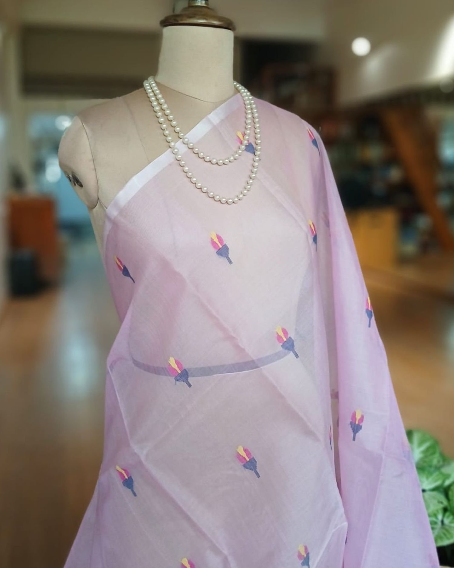 Handweave Jamdani Silk Saree – (SJMS1189) - Image 4
