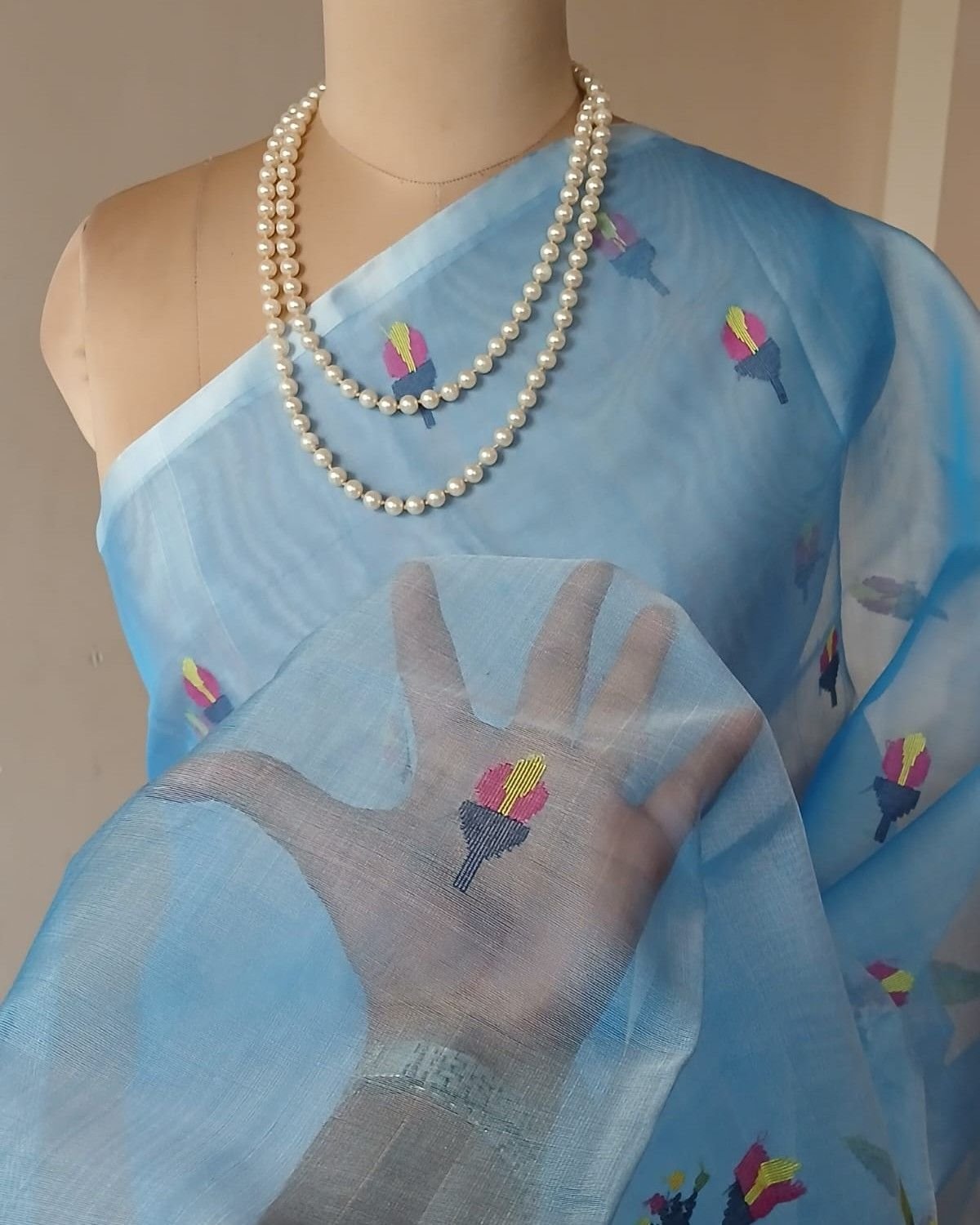 Handweave Jamdani Silk Saree – (SJMS1190) - Image 3