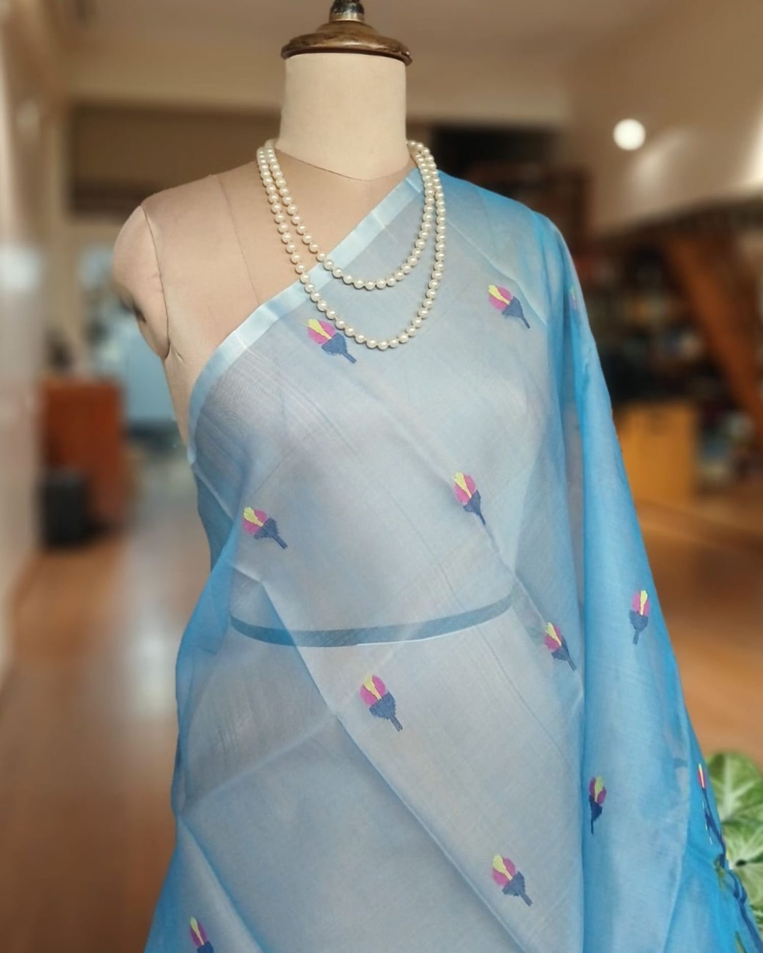 Handweave Jamdani Silk Saree – (SJMS1190) - Image 4