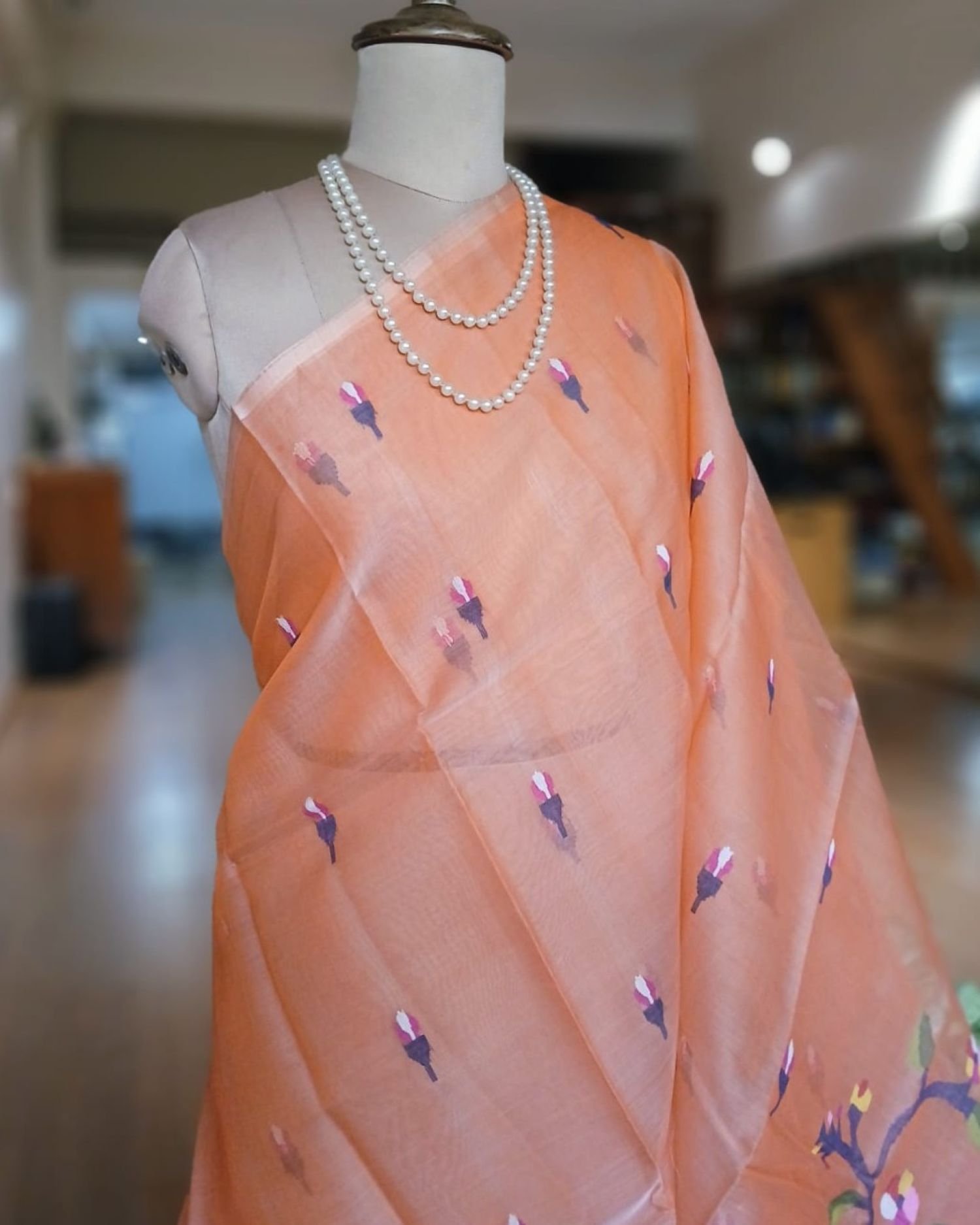 Handweave Jamdani Silk Saree – (SJMS1191) - Image 2