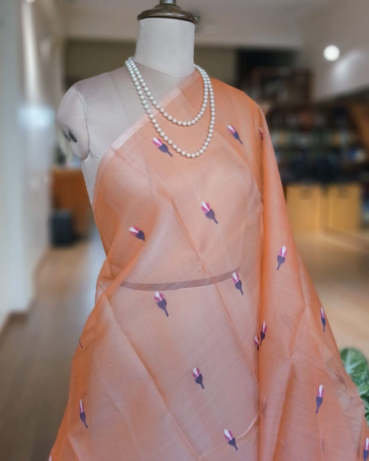 Handweave Jamdani Silk Saree – (SJMS1191) - Image 4