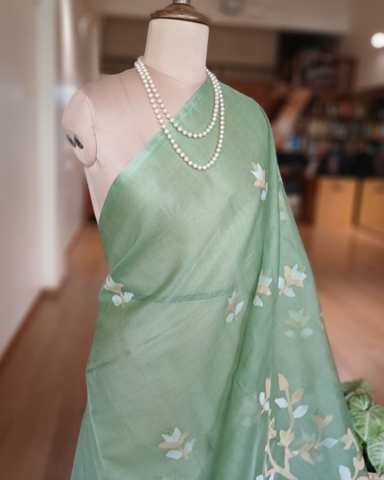 Handweave Jamdani Silk Saree – (SJMS1181) - Image 2