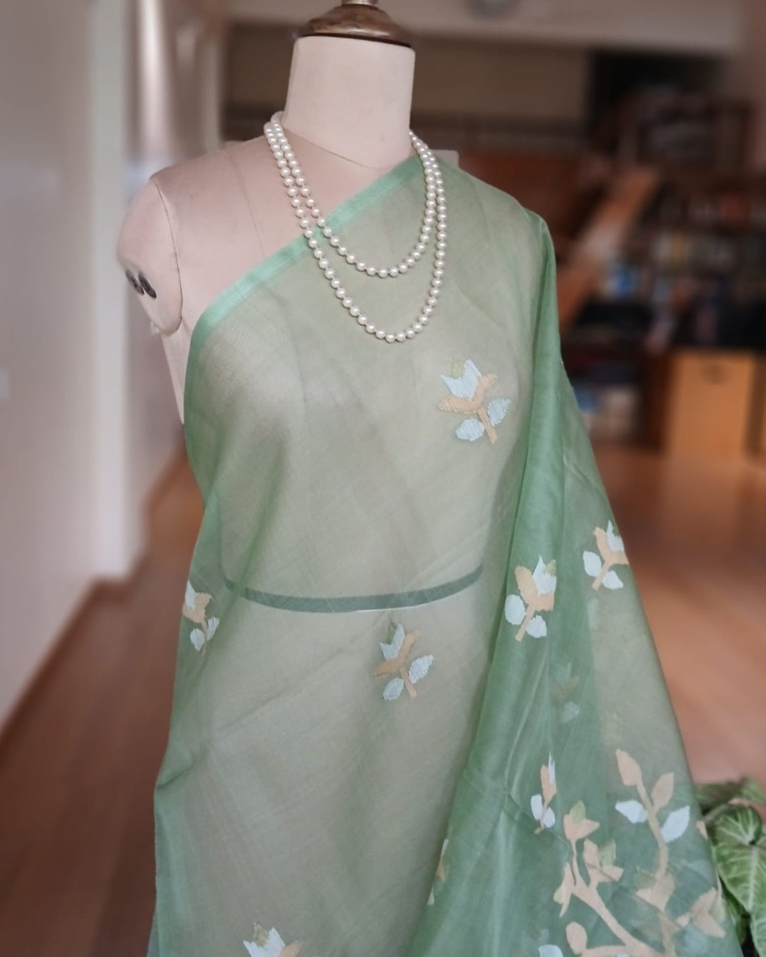Handweave Jamdani Silk Saree – (SJMS1181) - Image 4