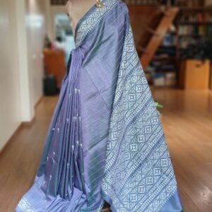 Santiniketan Kantha Saree in pure Bisnupuri Silk – (SNBK1096)