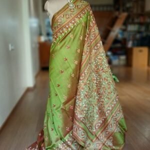 Santiniketan Kantha Saree in pure Bisnupuri Silk – (SNBK1093)