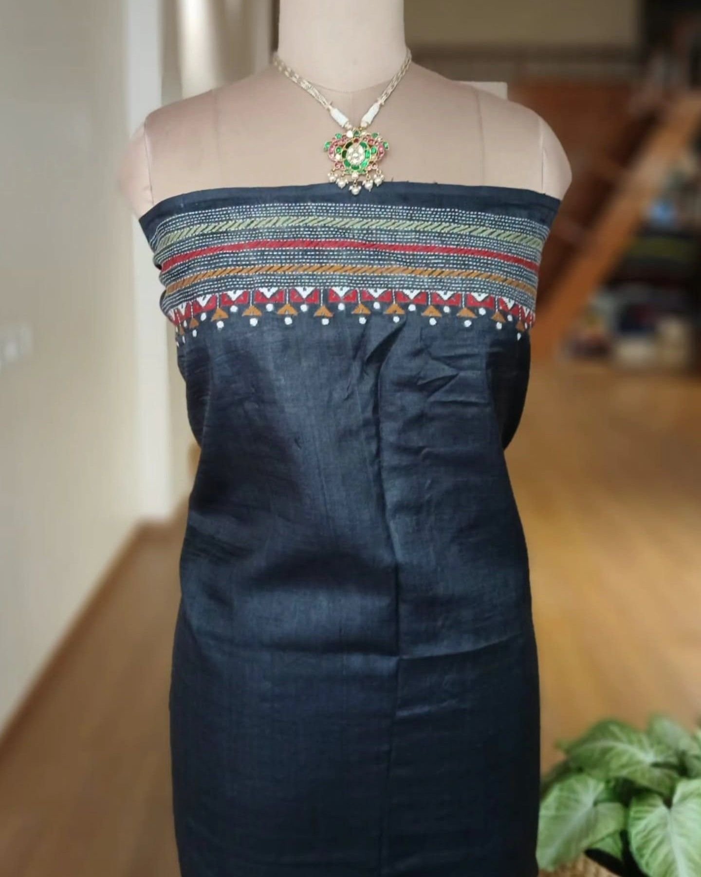 Kantha Embroidery from Santiniketan on Tussar Silk Saree - (TSKS0007) - Image 9