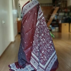 Santiniketan Kantha Saree in pure Bisnupuri Silk – (SNBK1094)