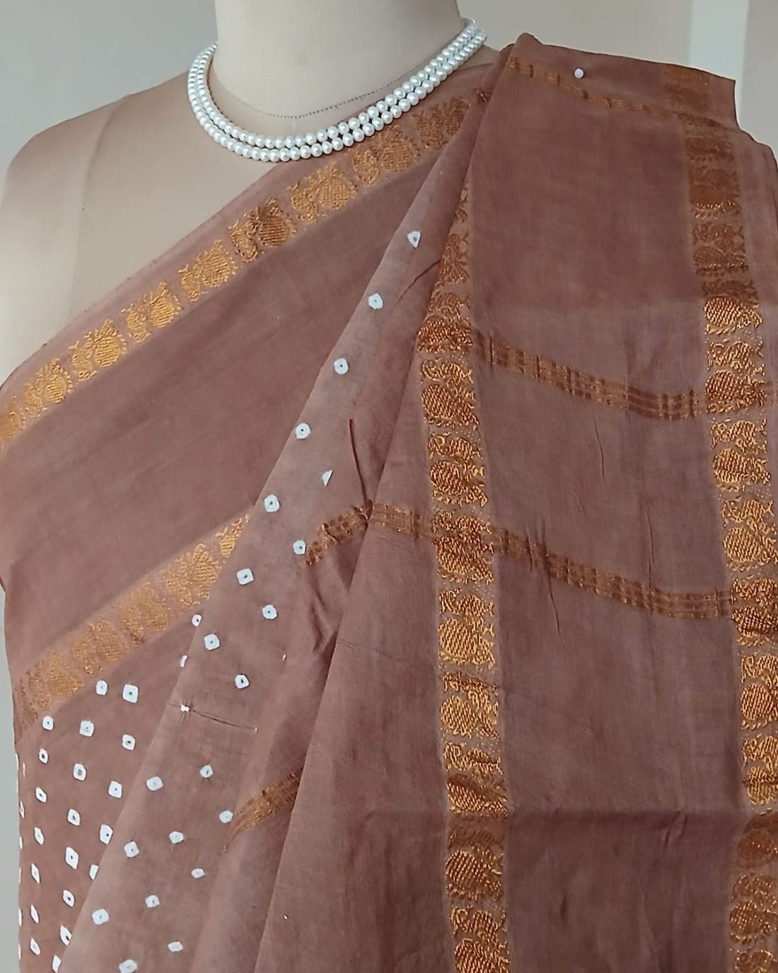 Hand-knotted Madurai Sungudi Cotton Saree- (HKSS1011) - Image 6