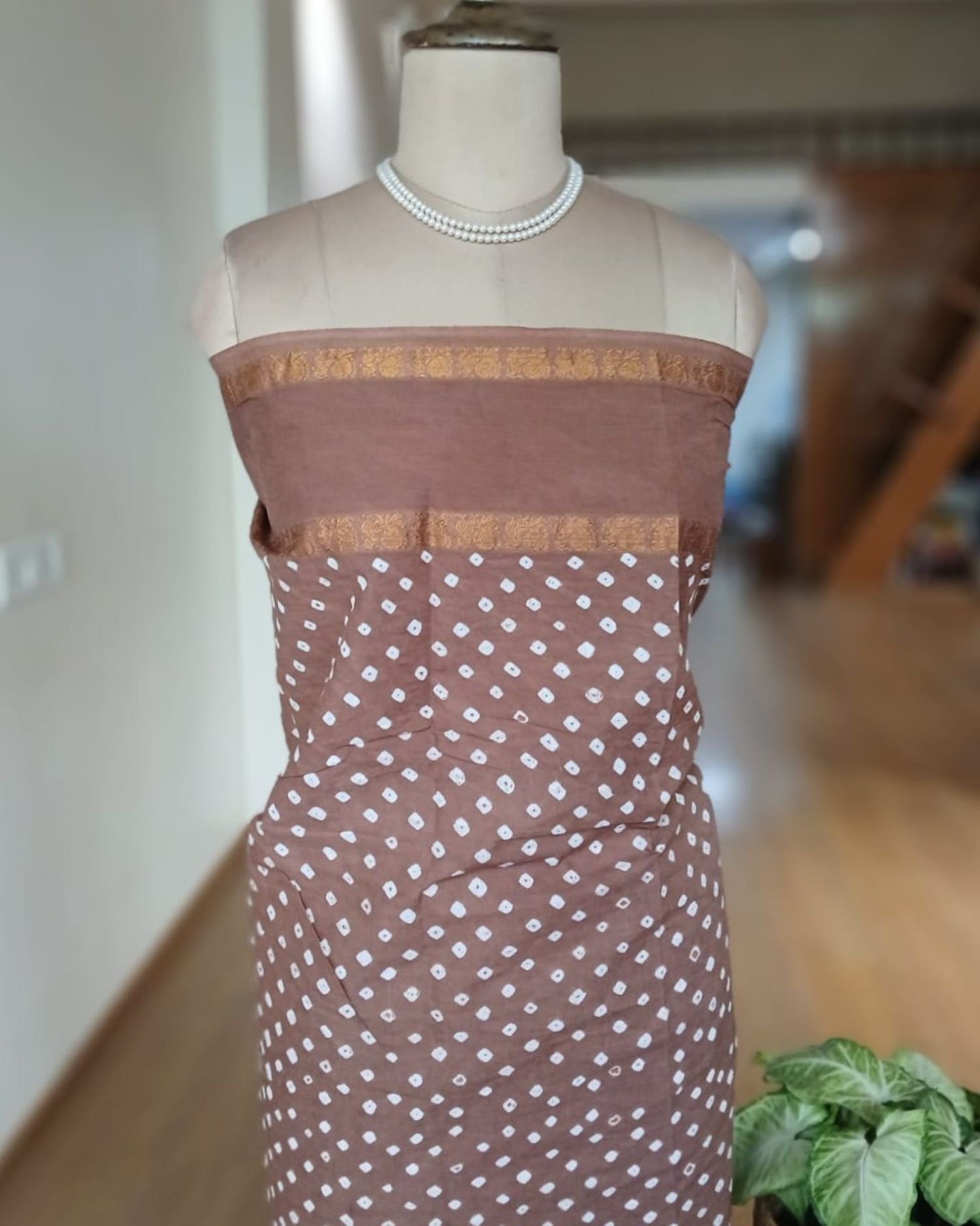 Hand-knotted Madurai Sungudi Cotton Saree- (HKSS1011) - Image 7
