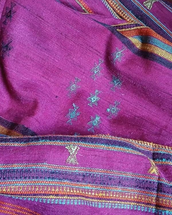 Ghicha Tussar x Cotton Bhujodi Handweave Saree – (BHUJ1099) - Image 4