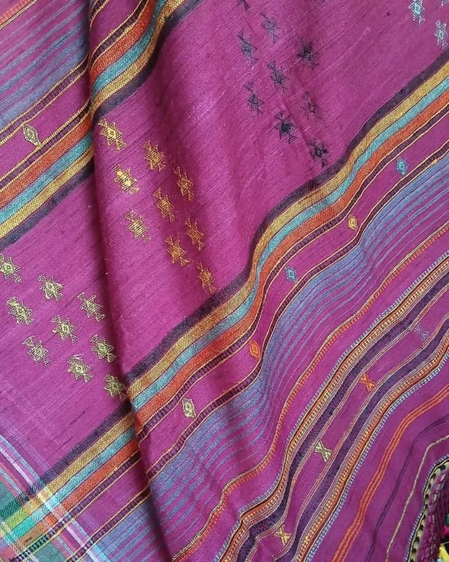Ghicha Tussar x Cotton Bhujodi Handweave Saree – (BHUJ1099) - Image 5
