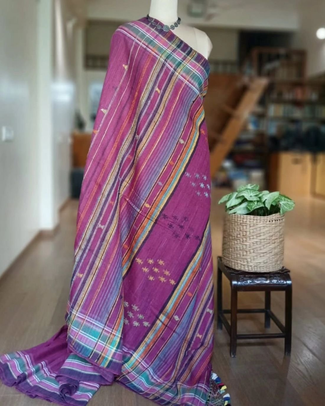 Ghicha Tussar x Cotton Bhujodi Handweave Saree – (BHUJ1099) - Image 8