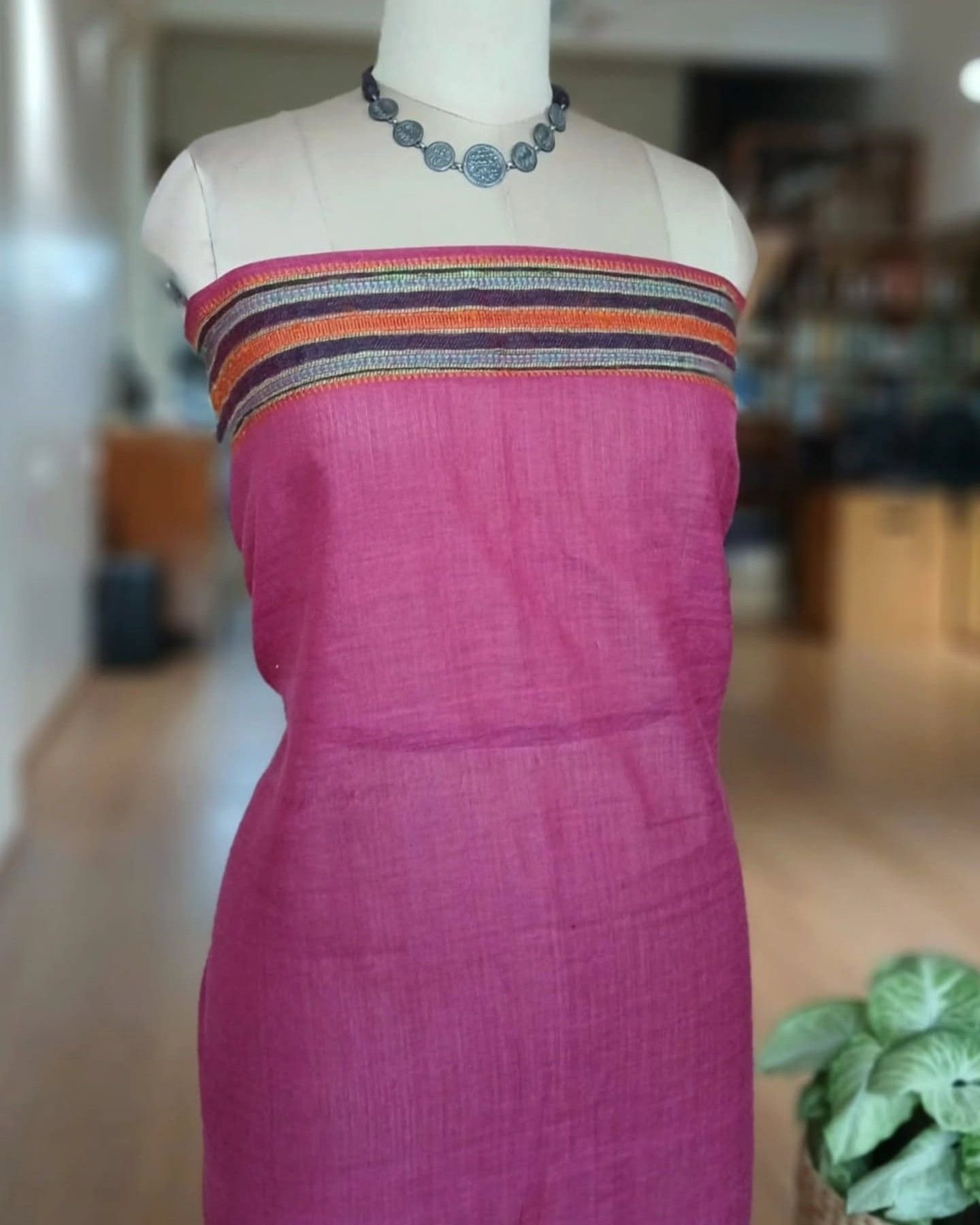 Ghicha Tussar x Cotton Bhujodi Handweave Saree – (BHUJ1099) - Image 9