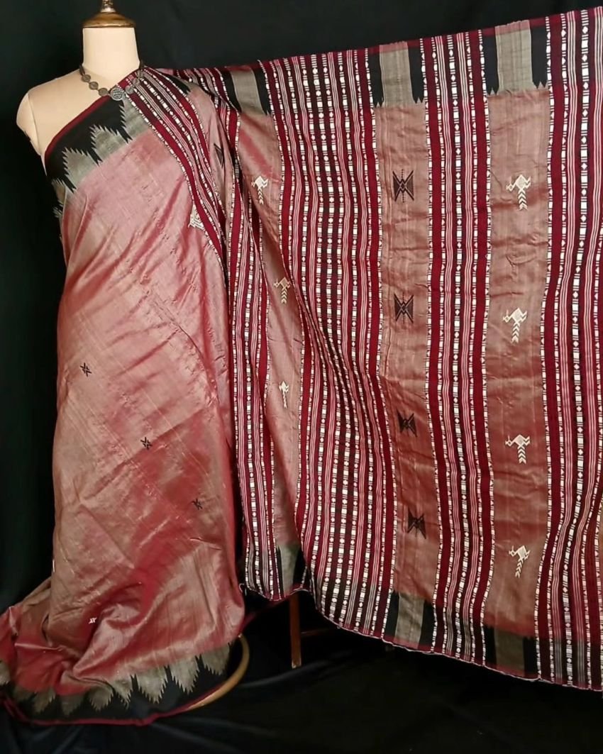 Natural Dyes Kotpad in Tussar Silk Weft and Cotton Warp - (CTKS0027) - Image 3