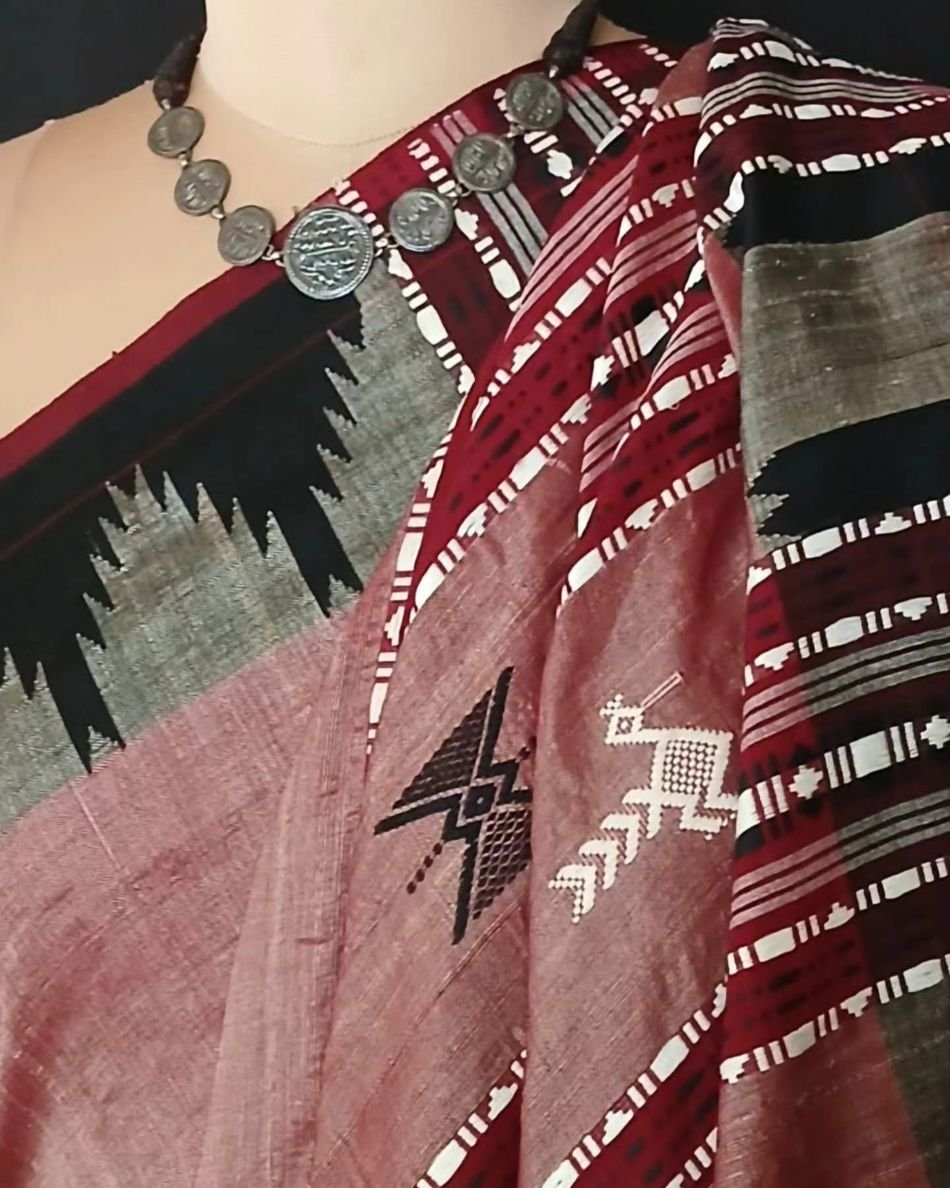 Natural Dyes Kotpad in Tussar Silk Weft and Cotton Warp - (CTKS0027) - Image 6