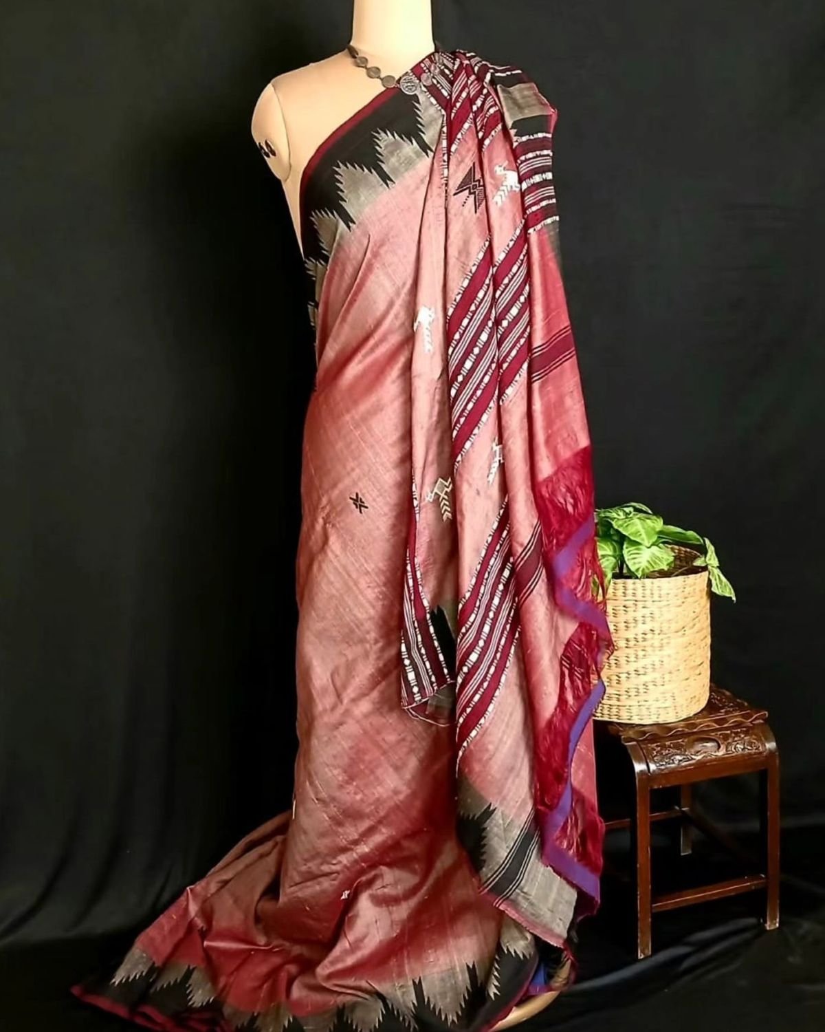 Natural Dyes Kotpad in Tussar Silk Weft and Cotton Warp - (CTKS0027) - Image 7
