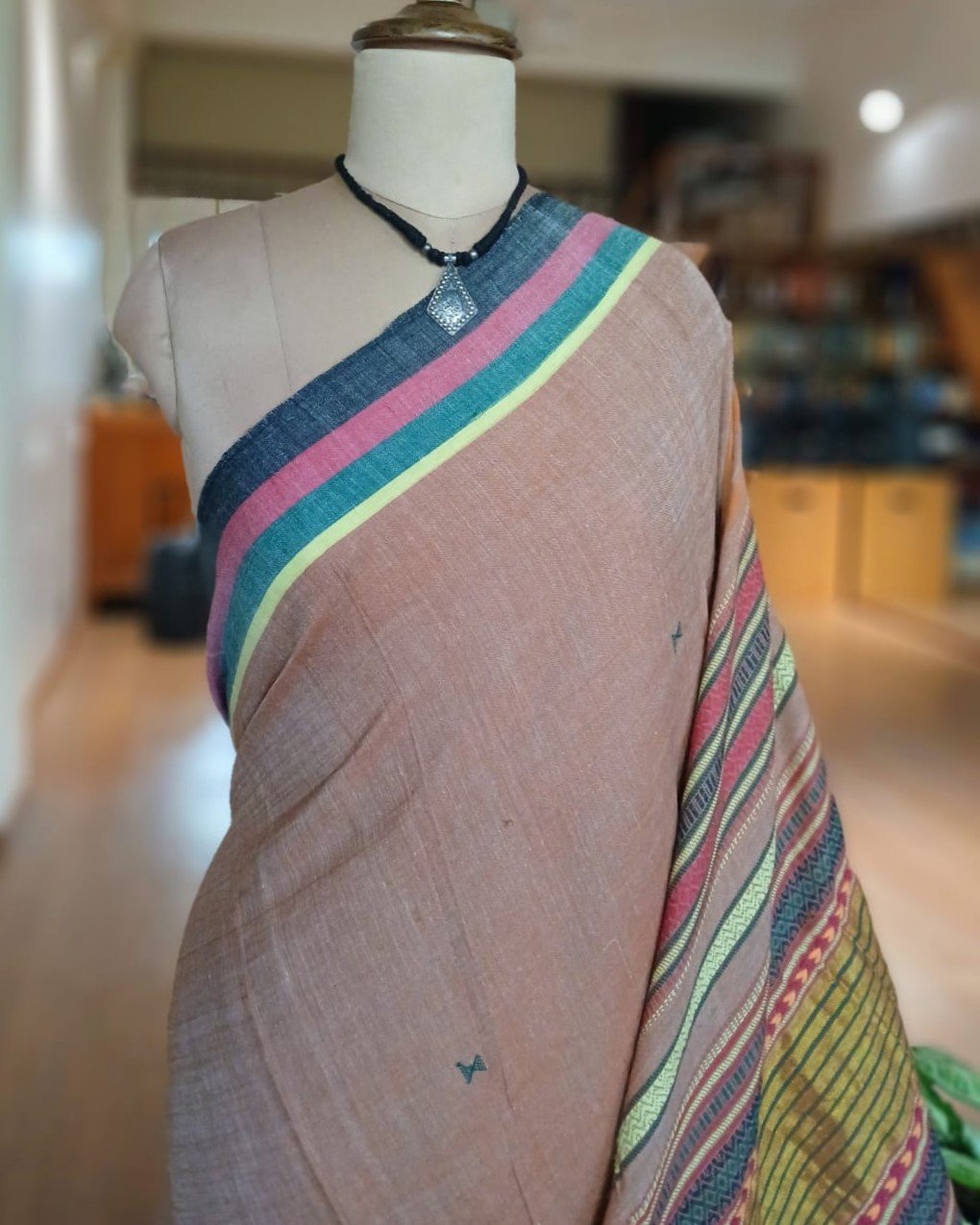 Eri Silk x Kala Cotton Bhujodi handweave Saree - (ESKB0001) - Image 4