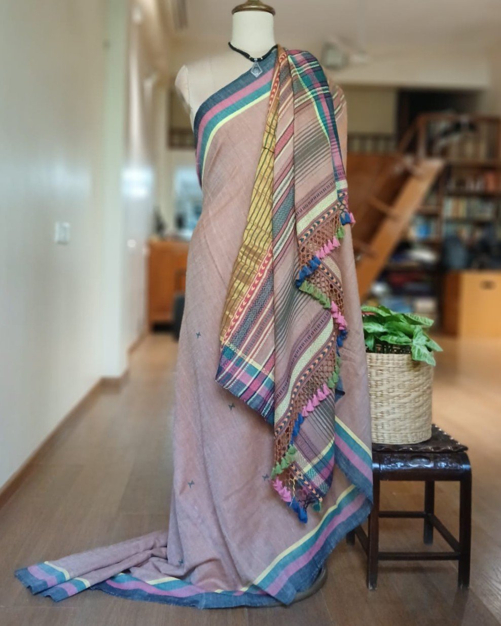 Eri Silk x Kala Cotton Bhujodi handweave Saree - (ESKB0001) - Image 2