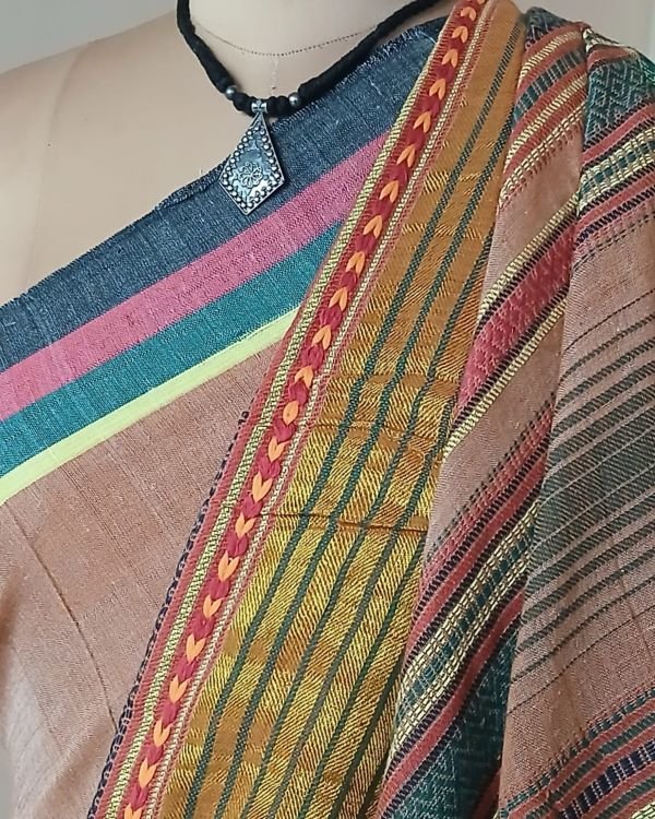 Eri Silk x Kala Cotton Bhujodi handweave Saree - (ESKB0001) - Image 7