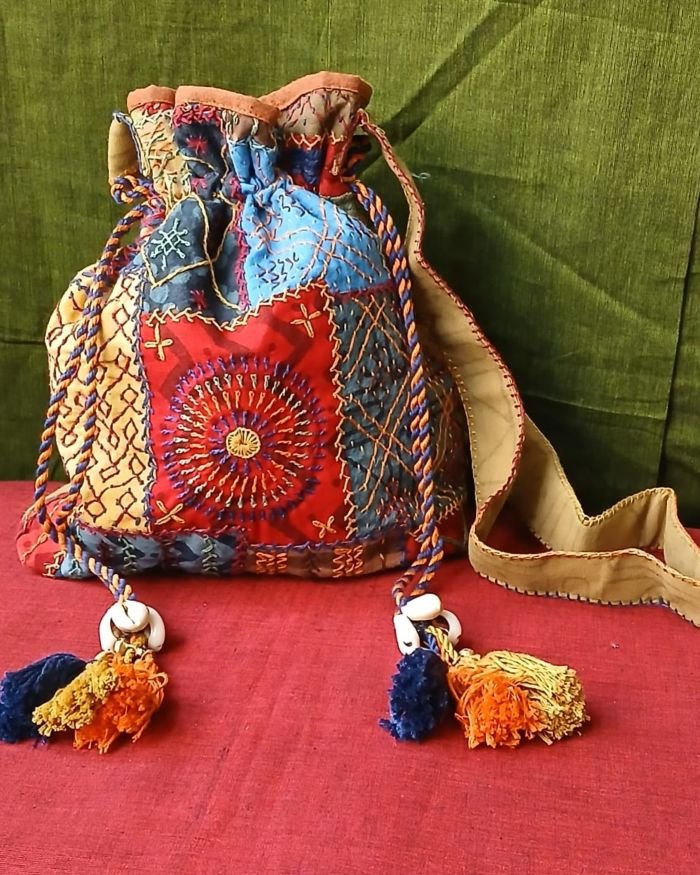 Patchwork Embroidered Drawstring Bag – (PEDB0031) - Image 5