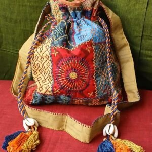 Patchwork Embroidered Drawstring Bag – (PEDB0031)