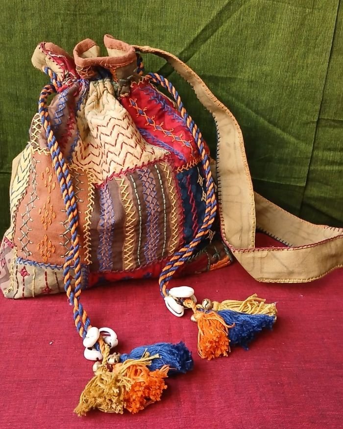 Patchwork Embroidered Drawstring Bag – (PEDB0032) - Image 5