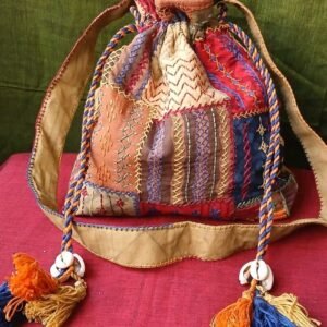 Patchwork Embroidered Drawstring Bag – (PEDB0032)