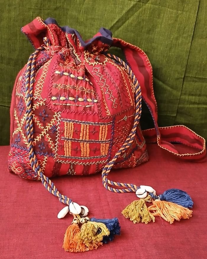 Patchwork Embroidered Drawstring Bag – (PEDB0033) - Image 5