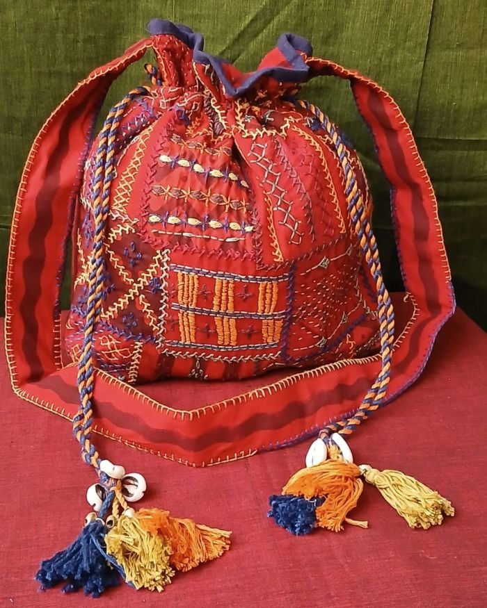 Patchwork Embroidered Drawstring Bag – (PEDB0033)